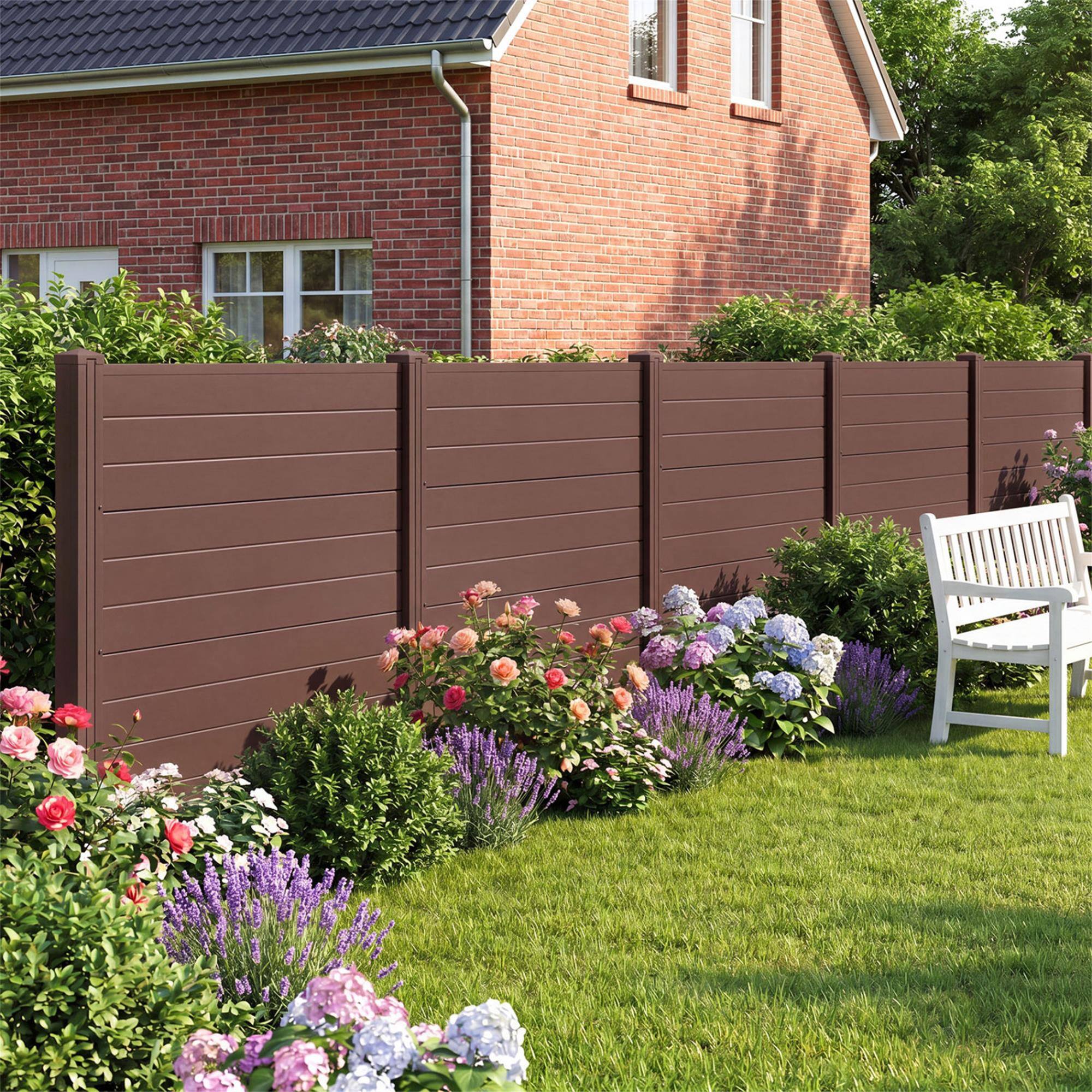 Alt View 2. Boyel Living - 48 x 38 Inches Air Conditioner Fence 2 Panels Outdoor Privacy Fence-Brown - Brown.