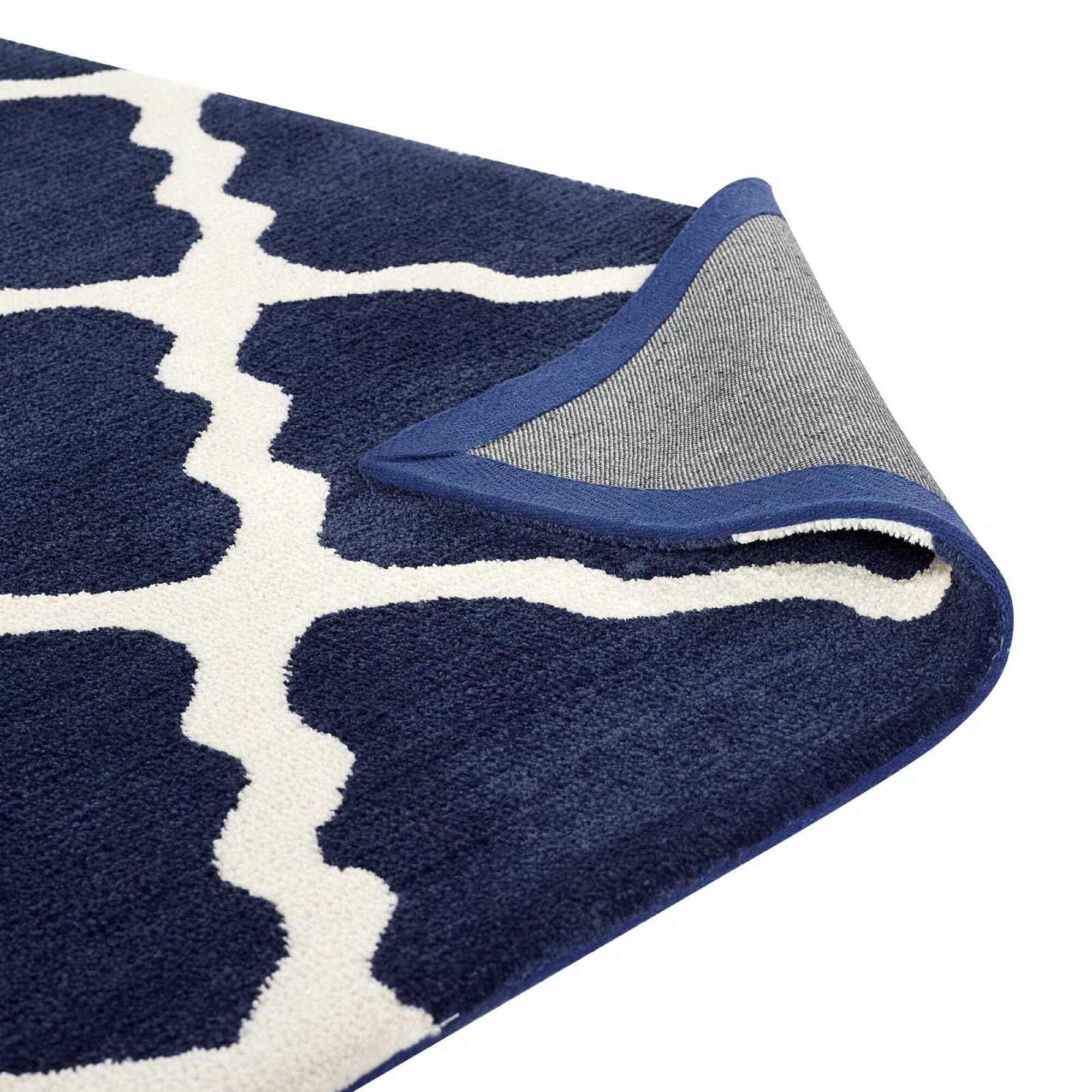 Alt View 2. Modway - Marja Moroccan Trellis Area Rug - Navy and Ivory.