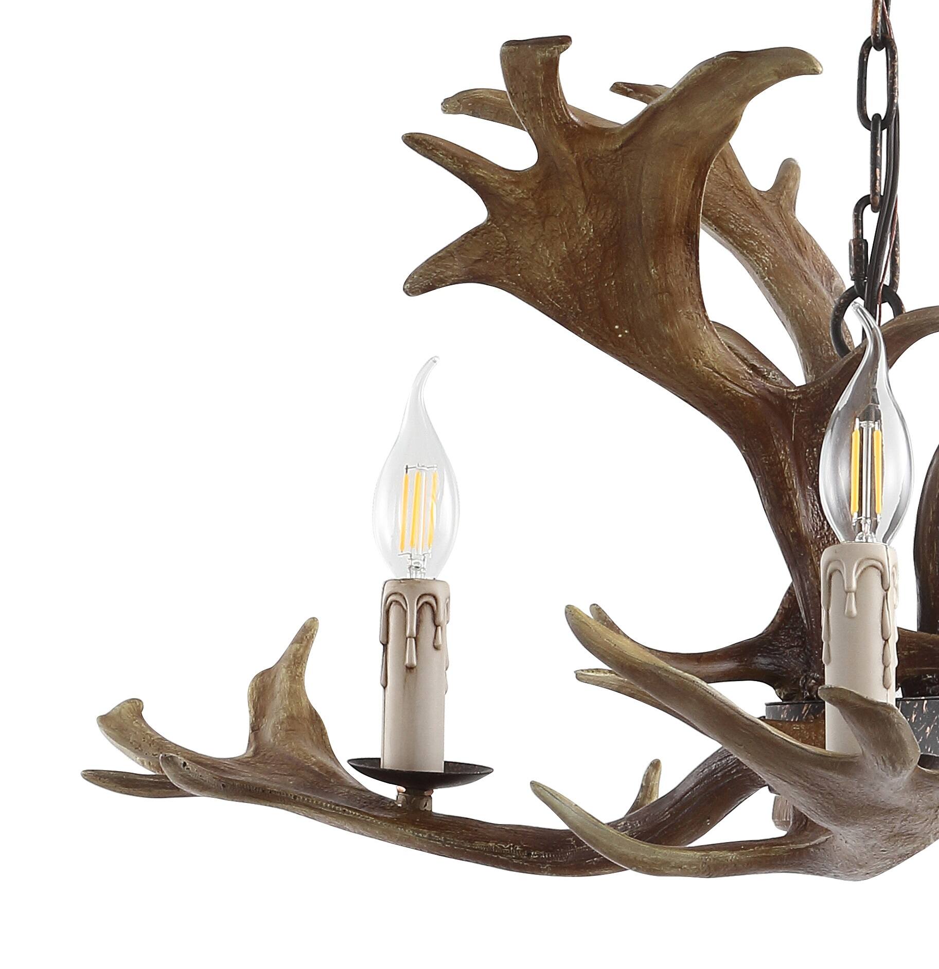 Alt View 4. Jonathan Y - Speller 27" Adjustable Resin Antler 3-Light LED Chandelier, Brown - Brown.