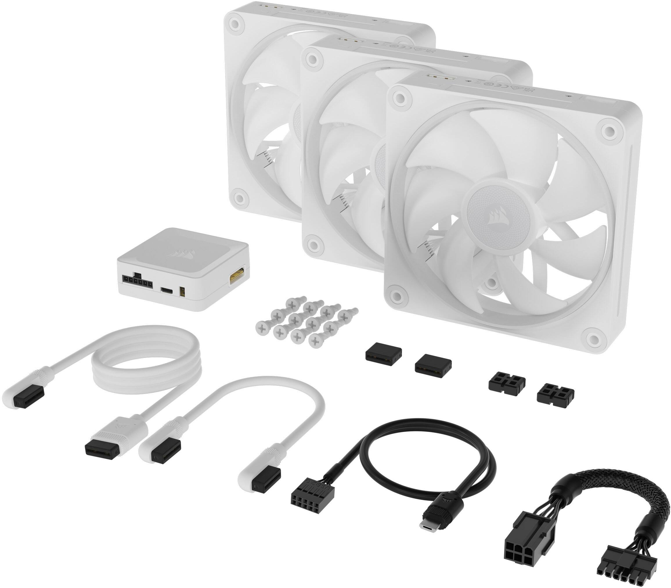 Alt View 19. CORSAIR - CUE LINK LX120 RGB 120mm PWM Fans Starter Kit (3-pack) - White.