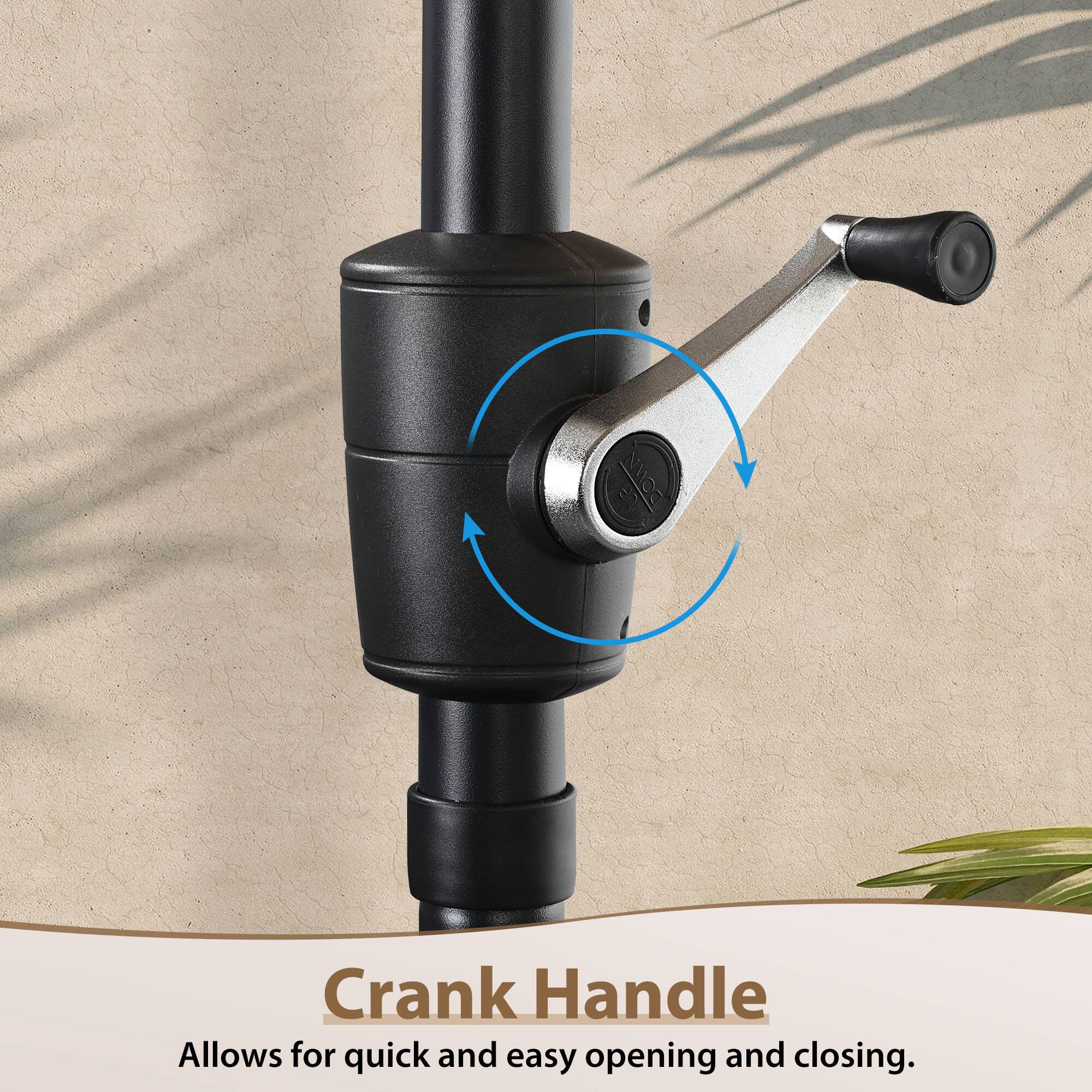 Crank Handle Allows for quick and easy opening and closing.