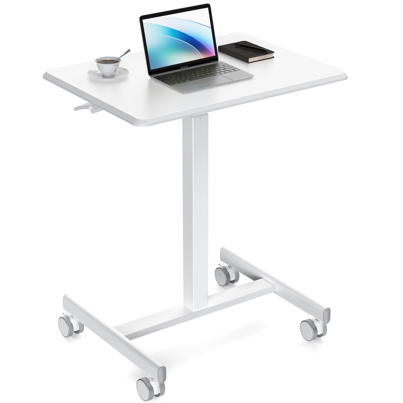 Front. Stylel Star - Sweetcrispy Small Mobile Rolling Standing Desk - Overbed Table, Teacher Podium with Wheels, Adjustable Work Table - Ivory.
