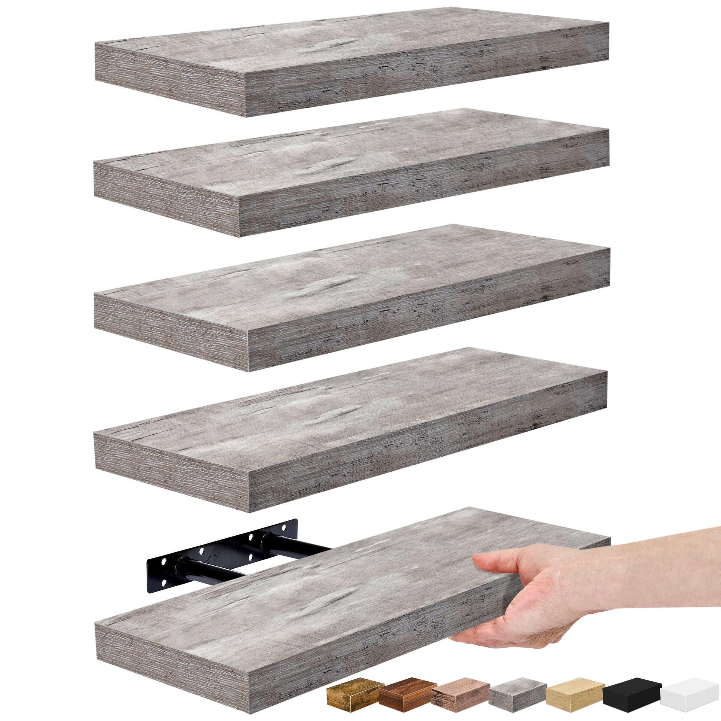 Sorbus - Floating Shelves for Wall, Bathroom Shelves Wall Mounted for Kitchen, Bedroom, Living Room, Bathroom - Gray
