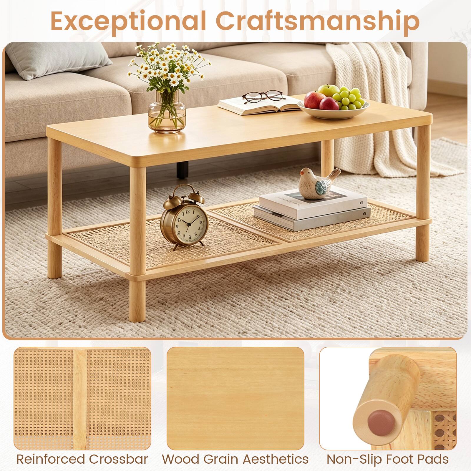 Exceptional Craftsmanship

- Reinforced Crossbar
- Wood Grain Aesthetics
- Non-Slip Foot Pads