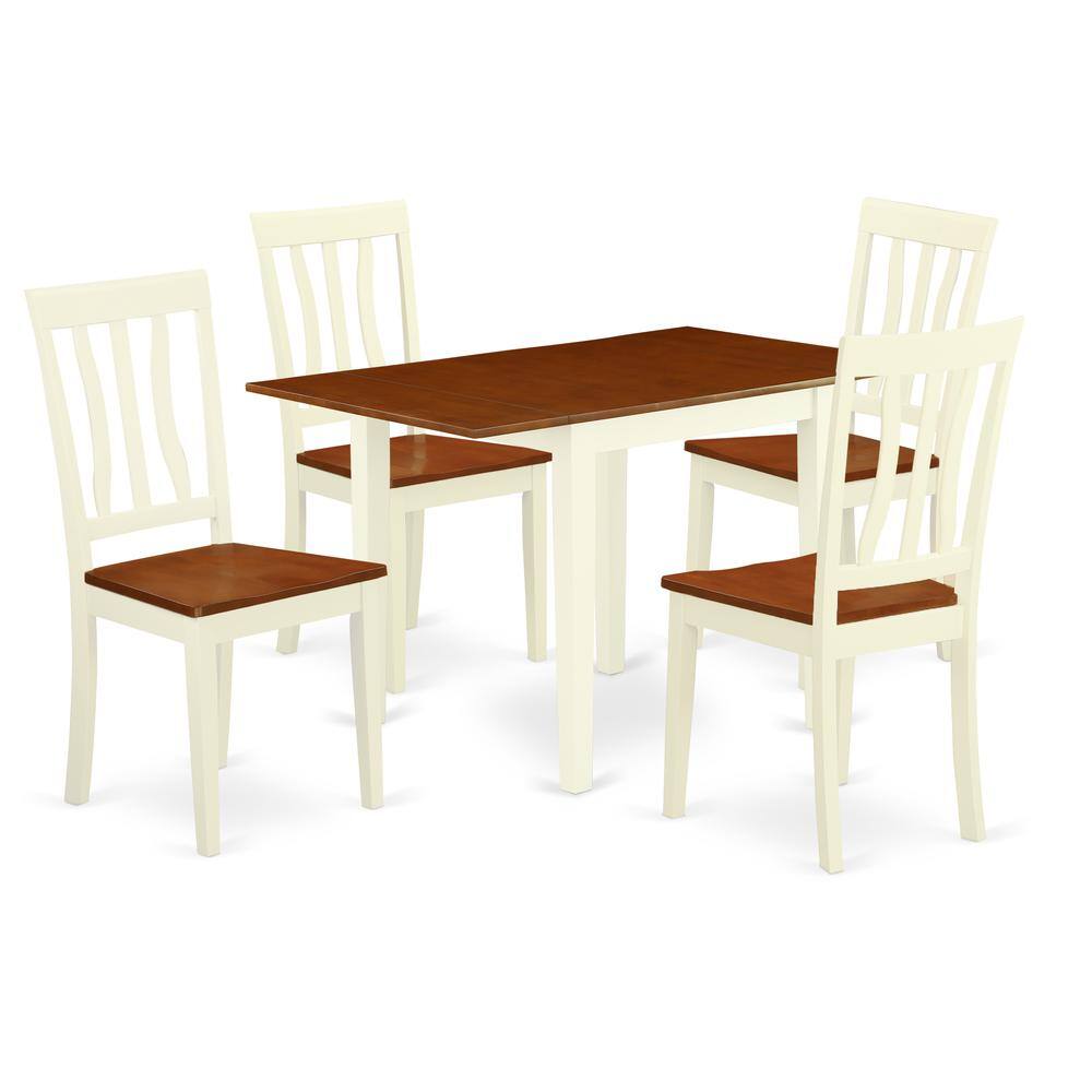Left. East West Furniture - Dining Room Set Buttermilk & Cherry - Brown.
