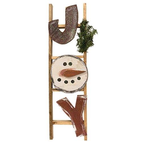 Front. BreeBe - Distressed Snowman Joy Ladder - Multicolor.