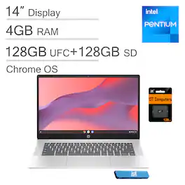 HP - Chromebook x360 14" HD Touchscreen Laptop - Intel Core i3 - 8GB RAM - 256GB Storage(128GB+128GB IST SD Card) - Chrome OS - Meteor silver