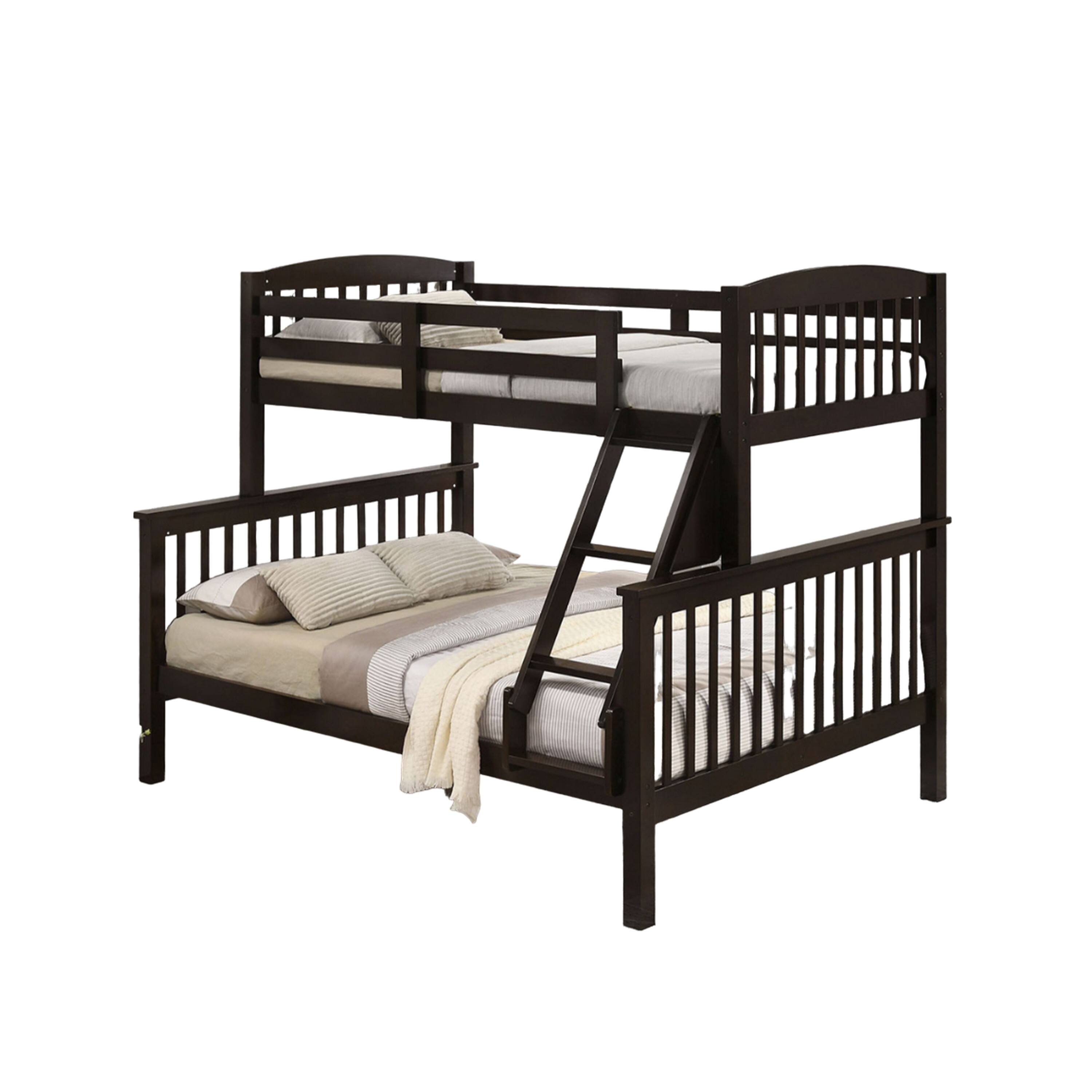 Manhattan Lane - Bruke Twin/Full Bunk Bed with Ladder, Slatted Cherry Brown Solid Hardwood - Cherry Brown