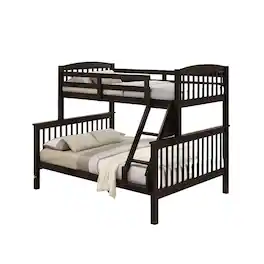 Manhattan Lane - Bruke Twin/Full Bunk Bed with Ladder, Slatted Cherry Brown Solid Hardwood - Cherry Brown