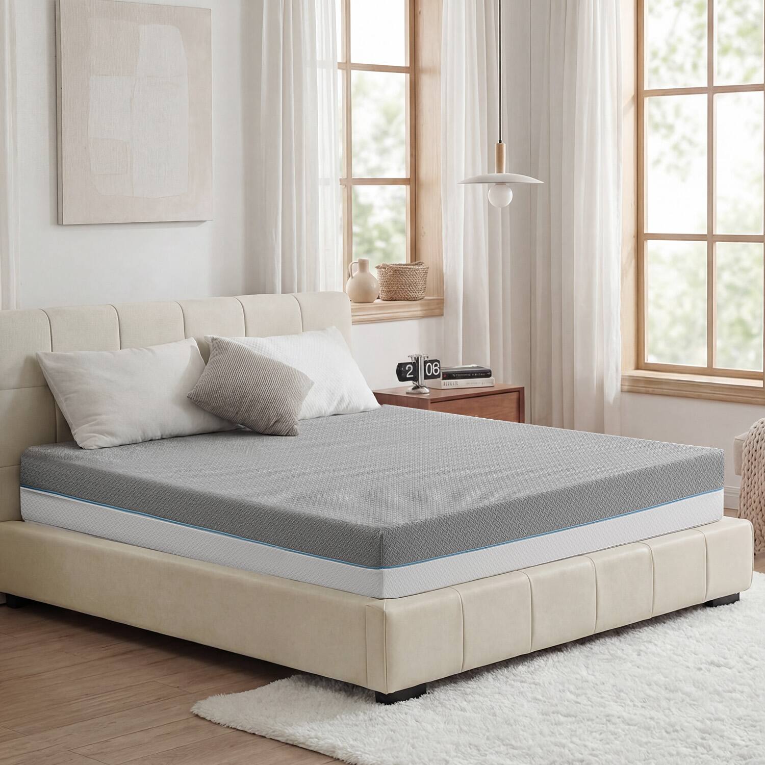Alt View 5. Vipbear - 10" King Size Reversible Gel Memory Foam Mattress, Plush 3‑Layer Foam Bed Mattress with Washable Cover, Fiberglass‑Free - 10 inch.