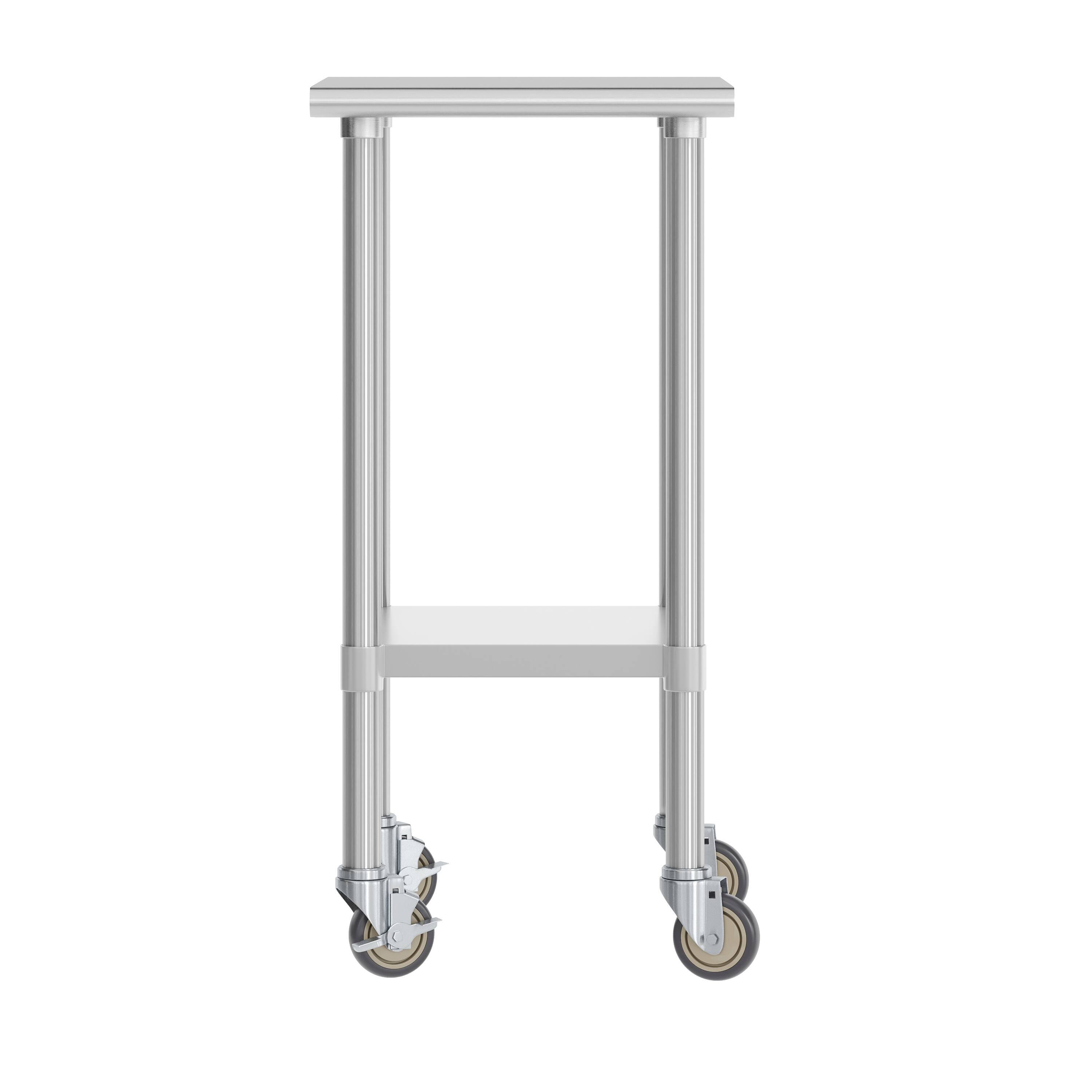 Left. Flash Furniture - Reese 24x18 Portable Prep and Work Table with NSF Certified 18 Gauge Stainless Steel Top Shelf, Galvanized Steel Undersh - Gray.