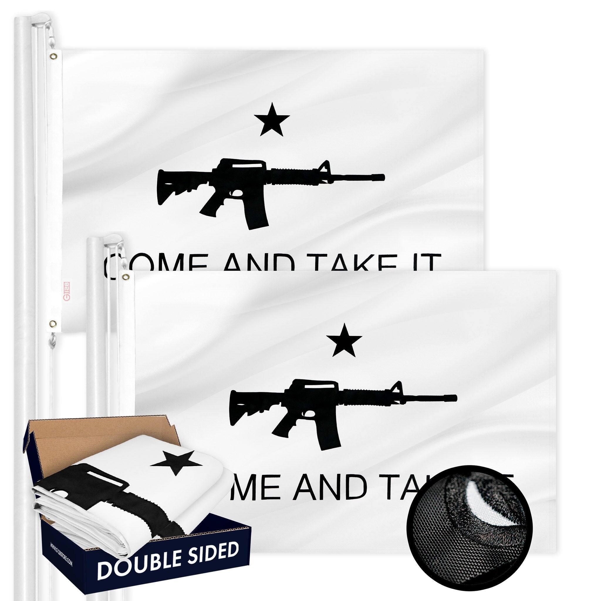 G128 - Come and Take It Rifle Flag 3x5 ft 2-Pack Double-Sided Embroidered Polyester - Assorted Colors