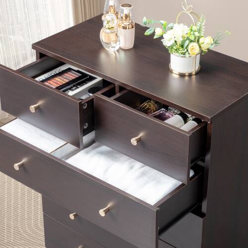 Alt View 2. Winado - Modern 5 Drawer Dresser Tall Dresser Chest of Drawers Anti-Tipping Device Metal Handle for Bedroom Living Room Hallway - Brown.