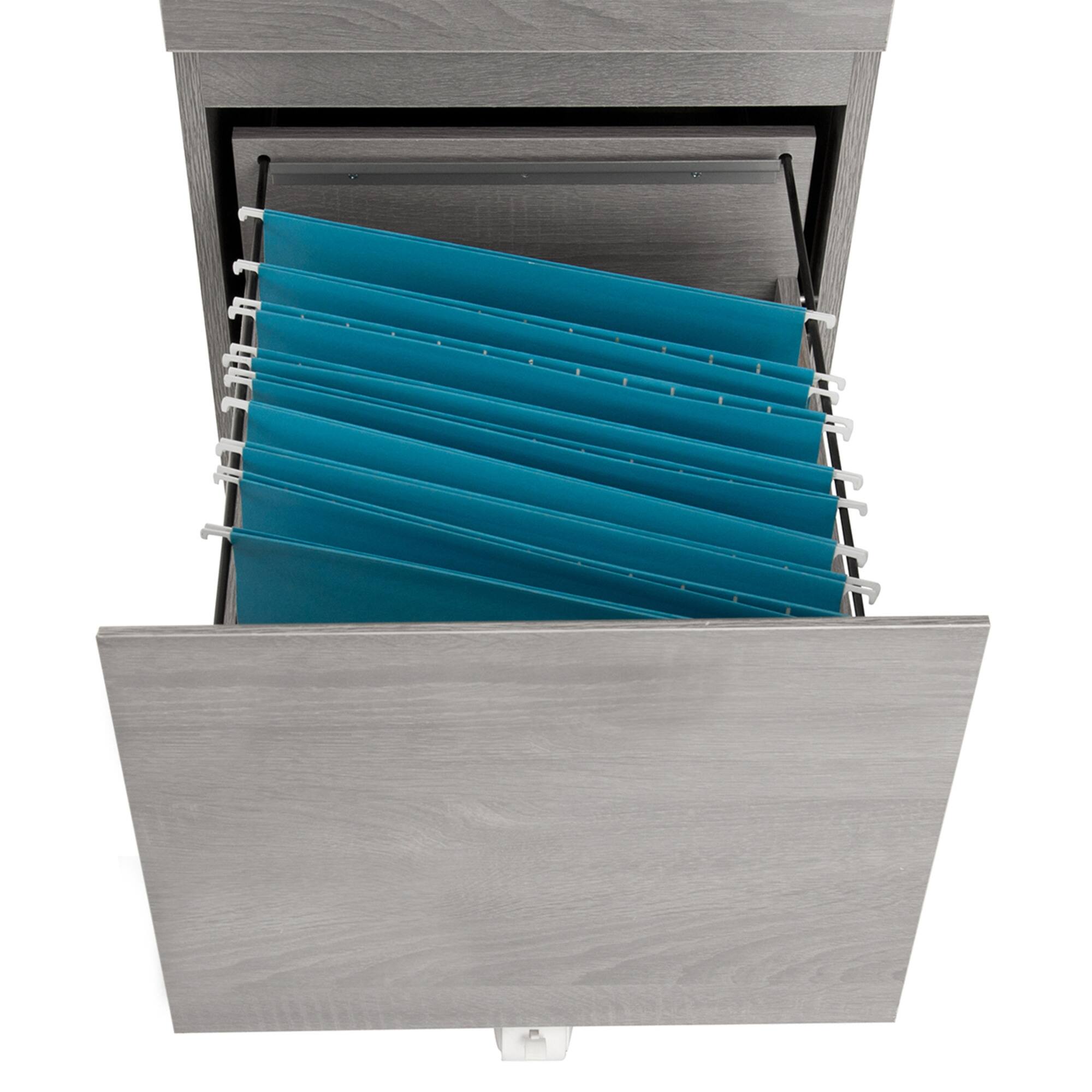 Alt View 6. GOODSILO - Rolling Vertical Filing Cabinet with Lockable Drawers and Storage Space - Gray.