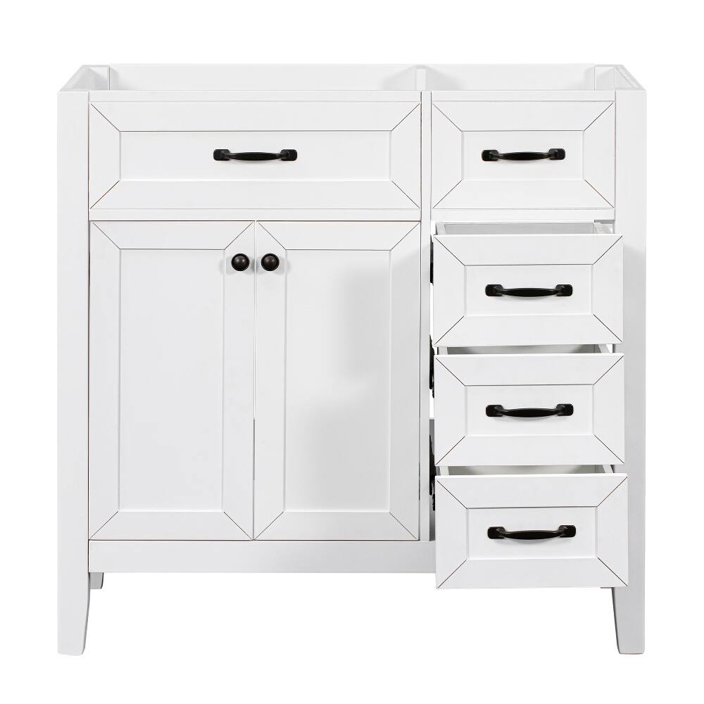 Alt View 9. Loheer - Loheer 36 inch bathroom vanity base only White Freestanding Cabinet with Drawers - White.