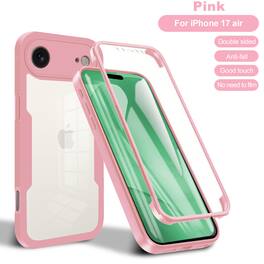 Dteck - for Apple iPhone Air Rugged Case,Slim Full-Body Clear Back Cover,Shockproof PC+TPU Case,Built-in Screen Protector - Pink