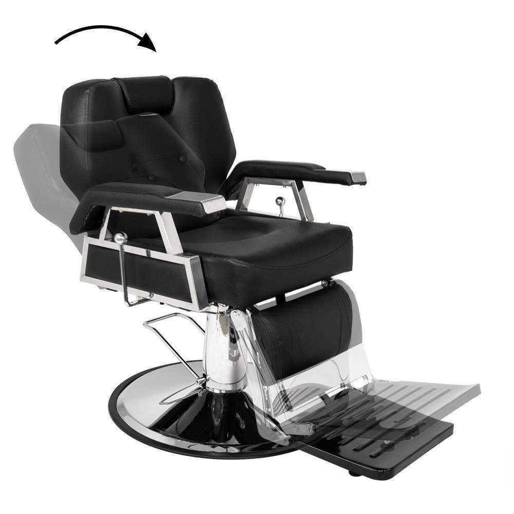 Back. Winado - Heavy Duty Extra Wide Reclining Salon Chair Hydraulic Barber Chair with Adjustable Headrest & Footrest for Beauty Spa - Black.