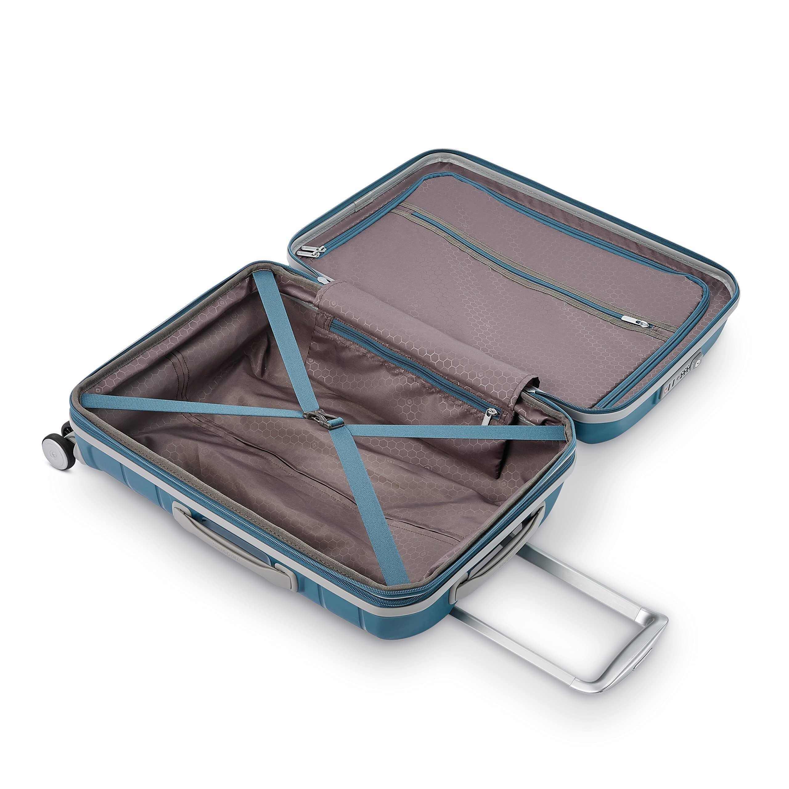 Left. Samsonite - Freeform Carry-On 21-Inch Hardside Expandable with Double Spinner Wheels - Dark Teal.