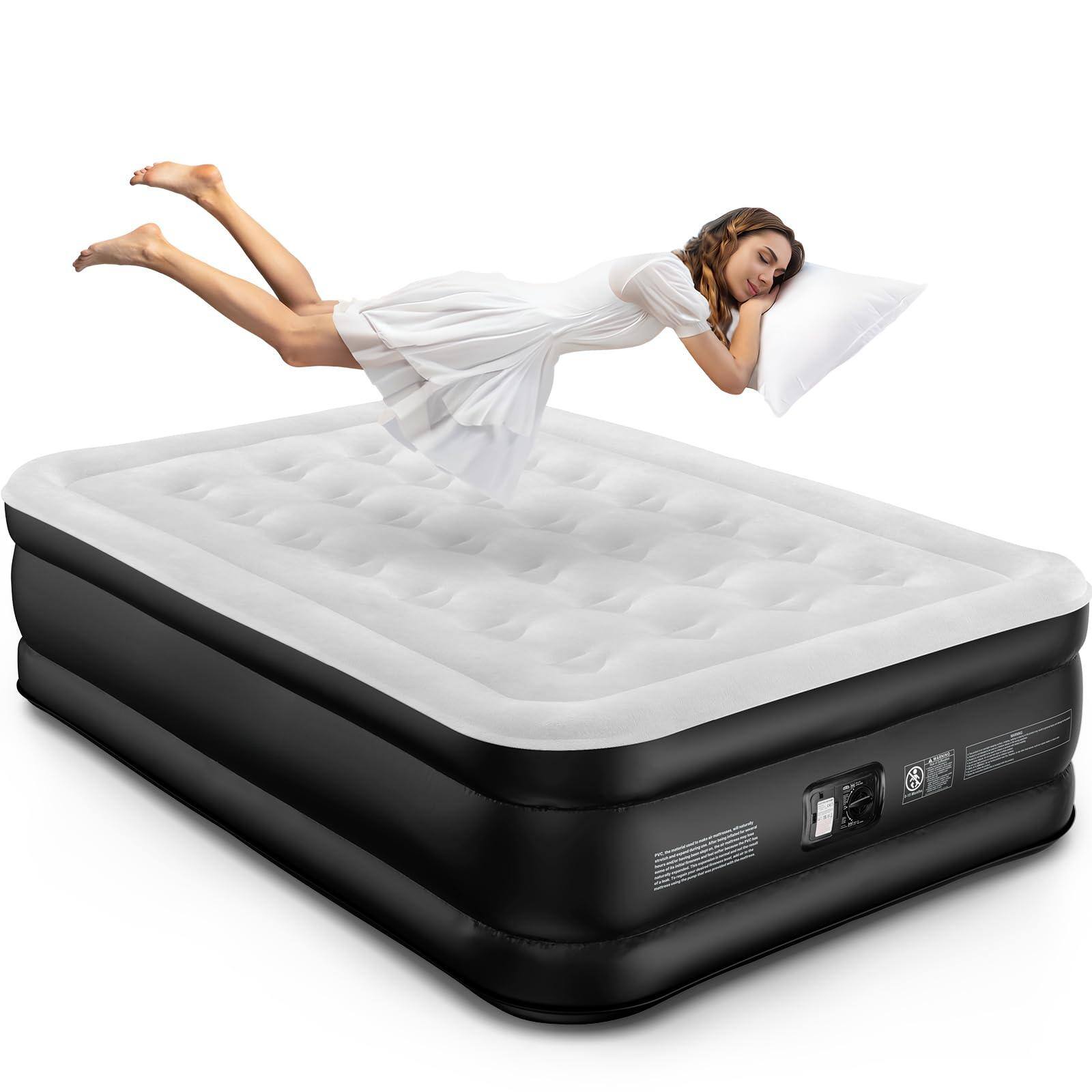 Front. Jadie Link - Air Mattress With Built In Pump 18 Raised Comfort Blow Up Carrying Bag Portable Inflatable For Guest Home Bed Colchones - Full.