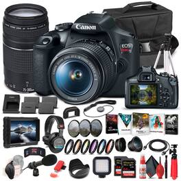 Canon - EOS Rebel T7 DSLR Camera W/ 18-55mm and 75-300mm Lenses - Pro Bundle
