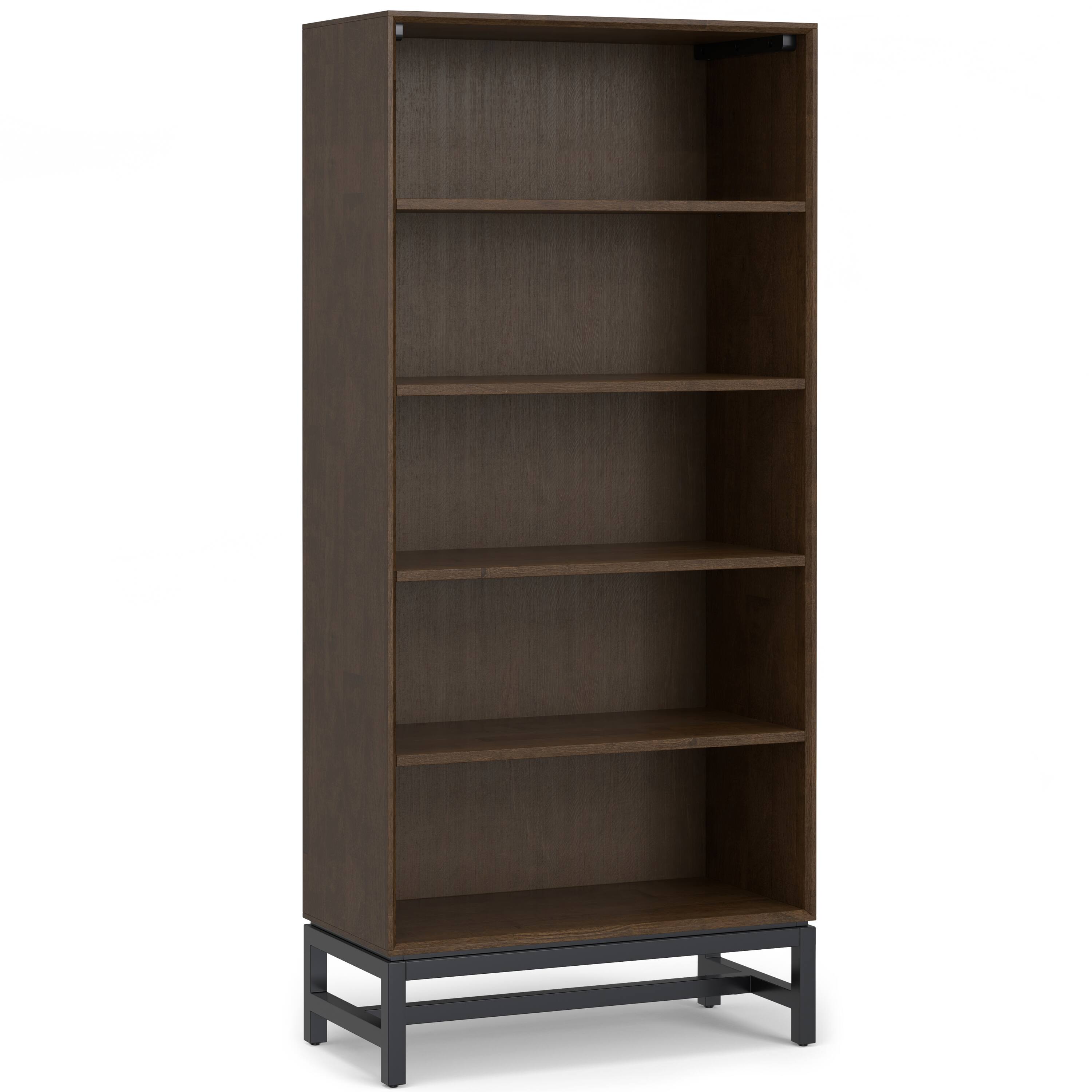 Alt View 3. Simpli Home - Banting 72 inch Low TV Stand with 30 inch Bookcases (Set of 3) - Walnut Brown.