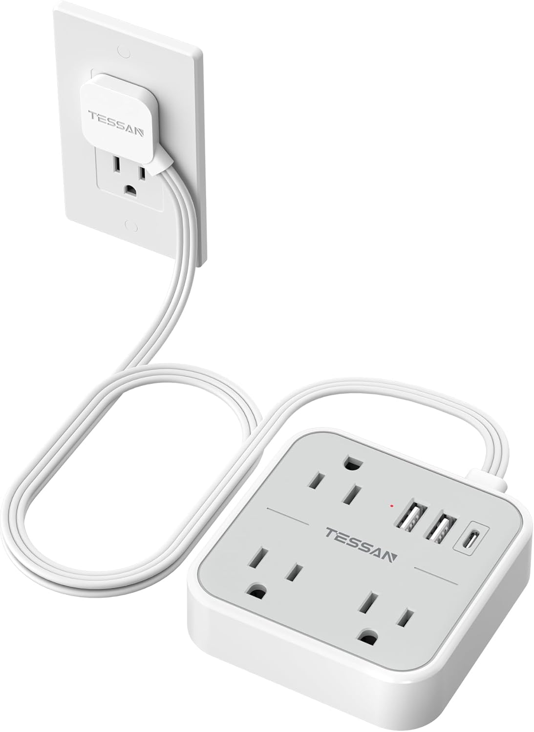 TESSAN - 3-Outlet, 2-USB, 1-USB-C Surge Protector Strip with 3 ft Cord - Grey White price history on PriceWatchPro