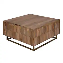 Manhattan Lane - 33 Inch Lift Top Storage Trunk Coffee Table, Square, Mango Wood - Brown