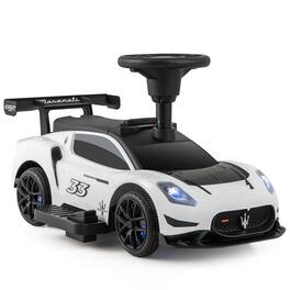 Gymax - Electric Kids Ride on Push Car Maserati Licensed Foot to Floor Push Car w/Horn - White