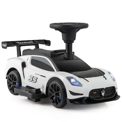 Front. Gymax - Gymax Electric Kids Ride on Push Car Maserati Licensed Foot to Floor Push Car w/Horn White - White.