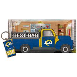 Fan Creations - Los Angeles Rams 6'' x 12'' Best Dad Truck Sign & Key Chain Bundle - Multicolor