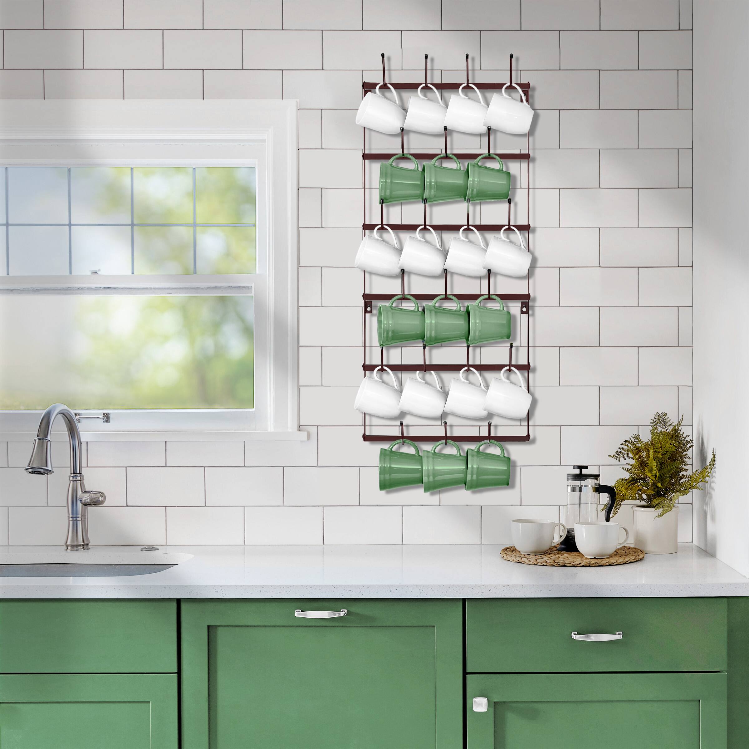 Sorbus Mug Rack for Wall Small Rustic Coffee Mug Holder Wall Mount with ...