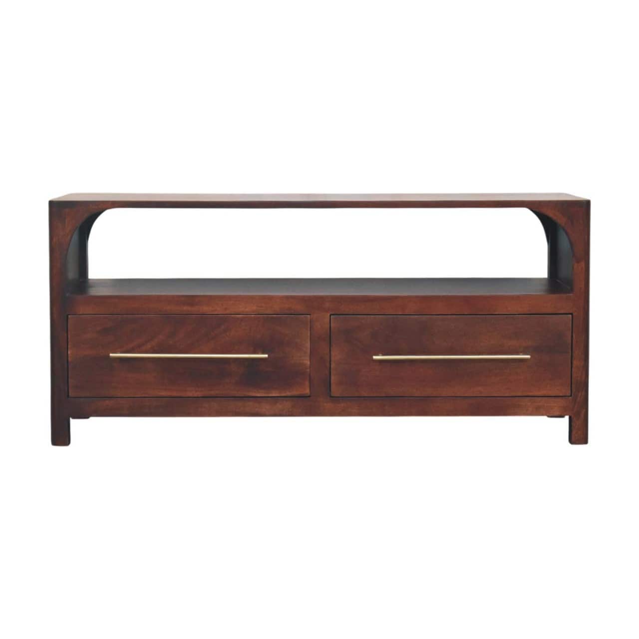 Artisan Furniture - Solid Wood Arched Edge 2 Drawer Media Unit - Brown