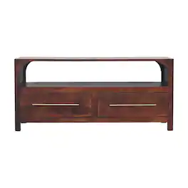 Artisan Furniture - Solid Wood Arched Edge 2 Drawer Media Unit - Brown