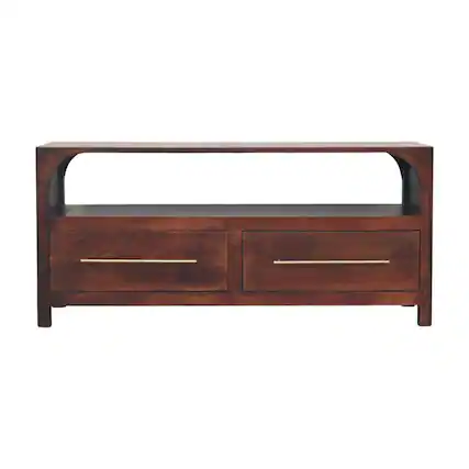 Front. Artisan Furniture - Artisan Furniture Solid Wood Arched Edge 2 Drawer Media Unit - Brown.