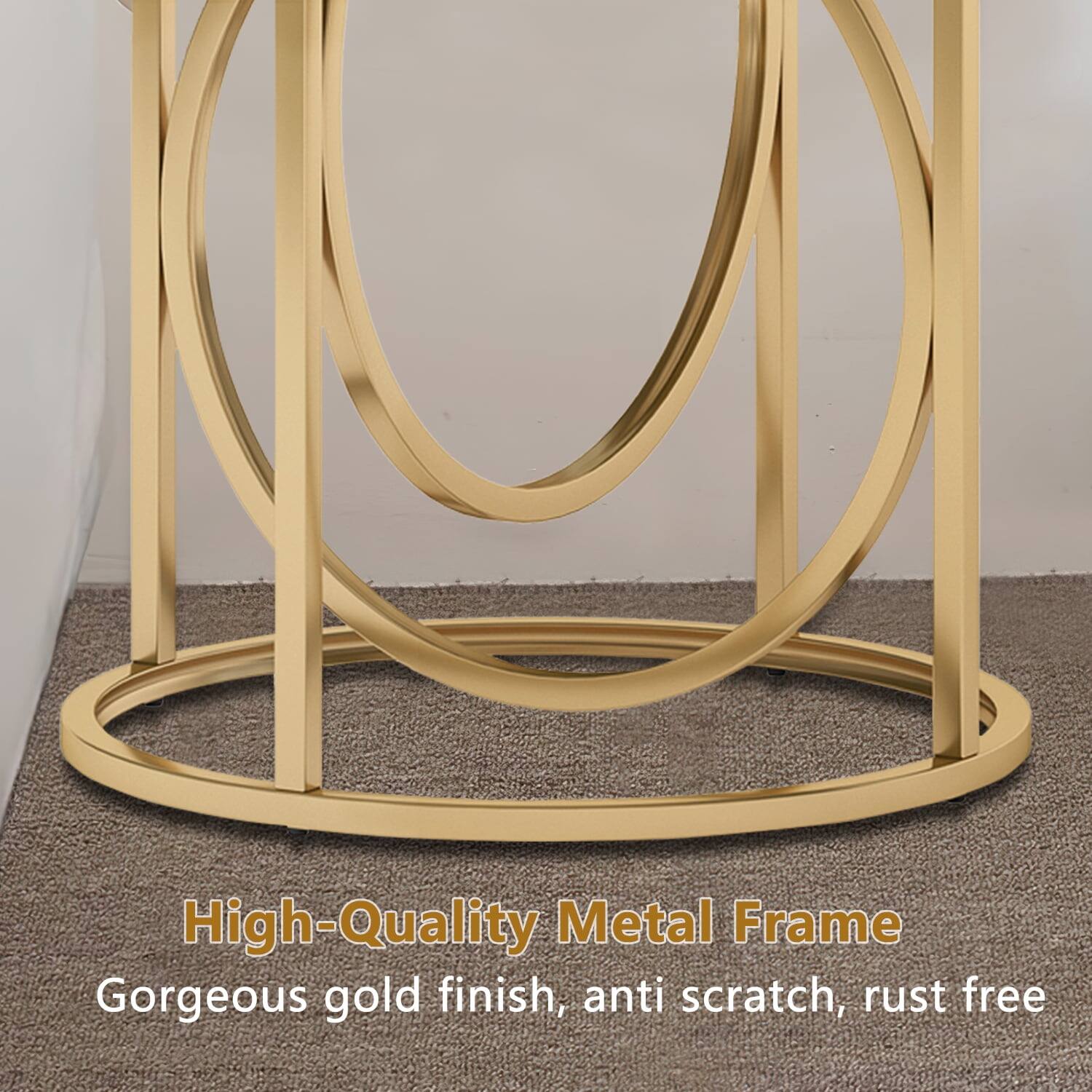 High-Quality Metal Frame
Gorgeous gold finish, anti scratch, rust free