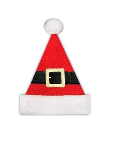 Front. Northlight - Red and Black Unisex Adult Christmas Santa Hat Costume Accessory - Medium - Red.