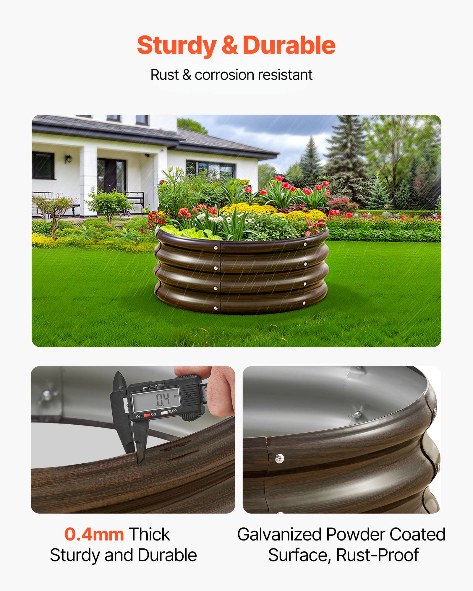 Sturdy & Durable  
Rust & corrosion resistant  

0.4mm Thick  
Sturdy and Durable  

Galvanized Powder Coated Surface, Rust-Proof