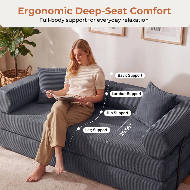Ergonomic Deep-Seat Comfort  
Full-body support for everyday relaxation

- Back Support
- Lumbar Support
- Hip Support
- Leg Support

25.59"