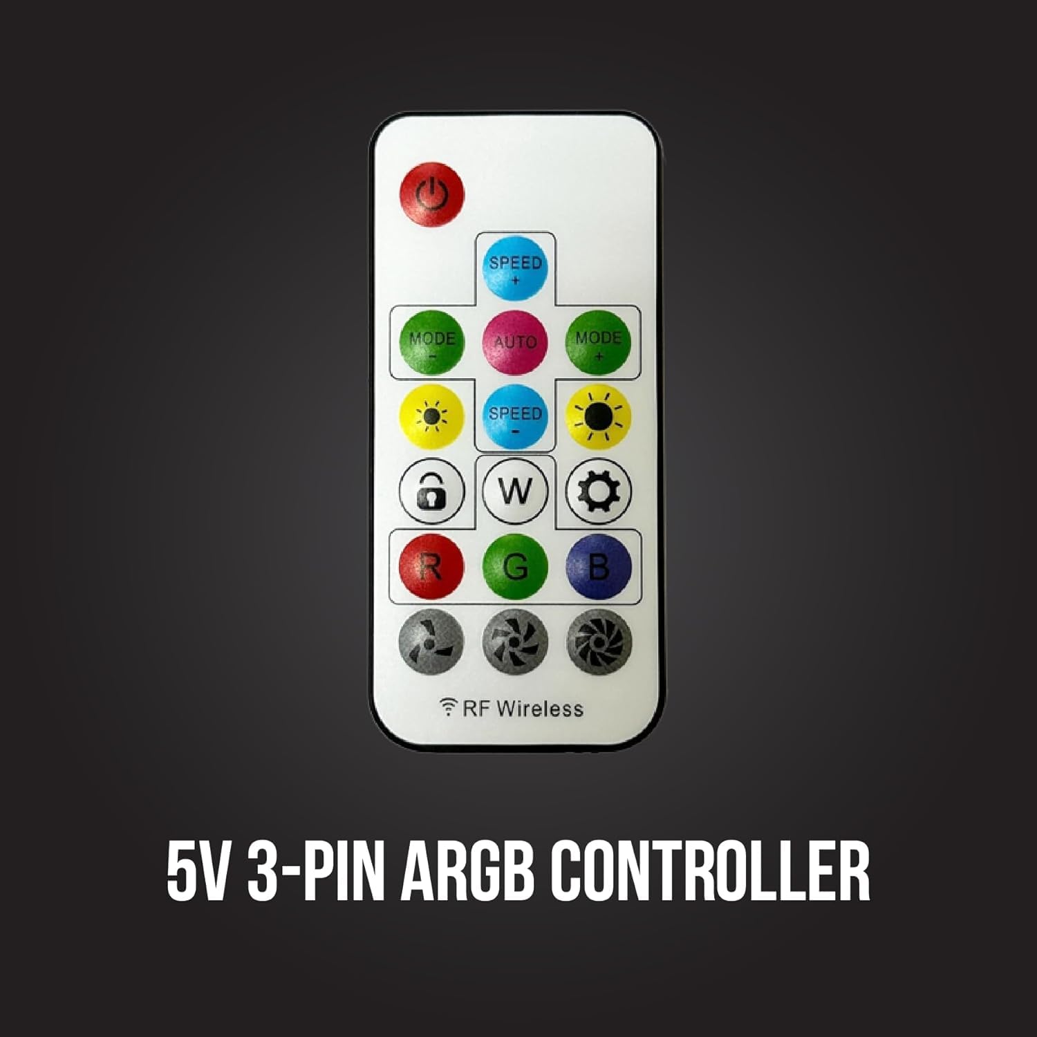 SPEED + MODE AUTO MODE SPEED - W R G B RF Wireless 5V 3-PIN ARGB CONTROLLER