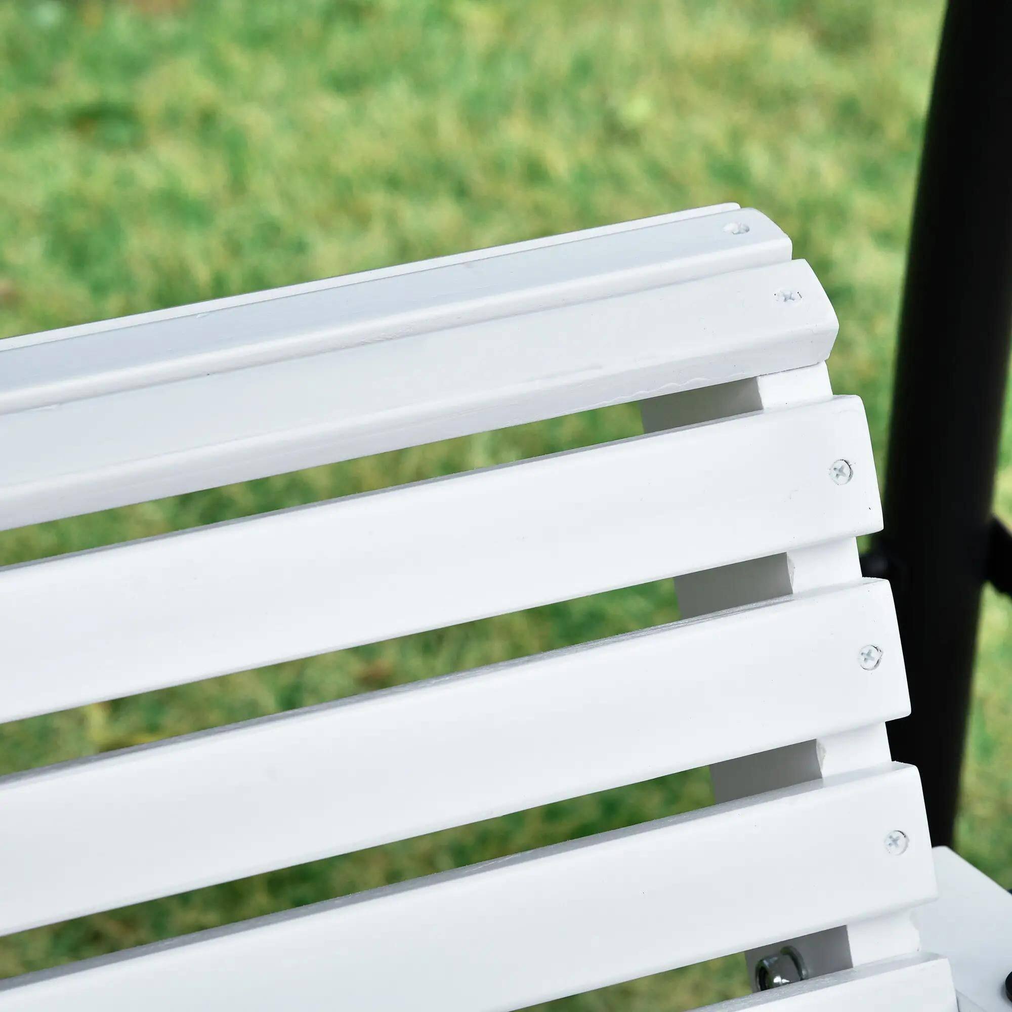 Alt View 1. Resenkos - Resenkos 3-Seater Outdoor Swing Bench, Folding Coffee Table, Cup Holders, Chains, 440lb Capacity, White.