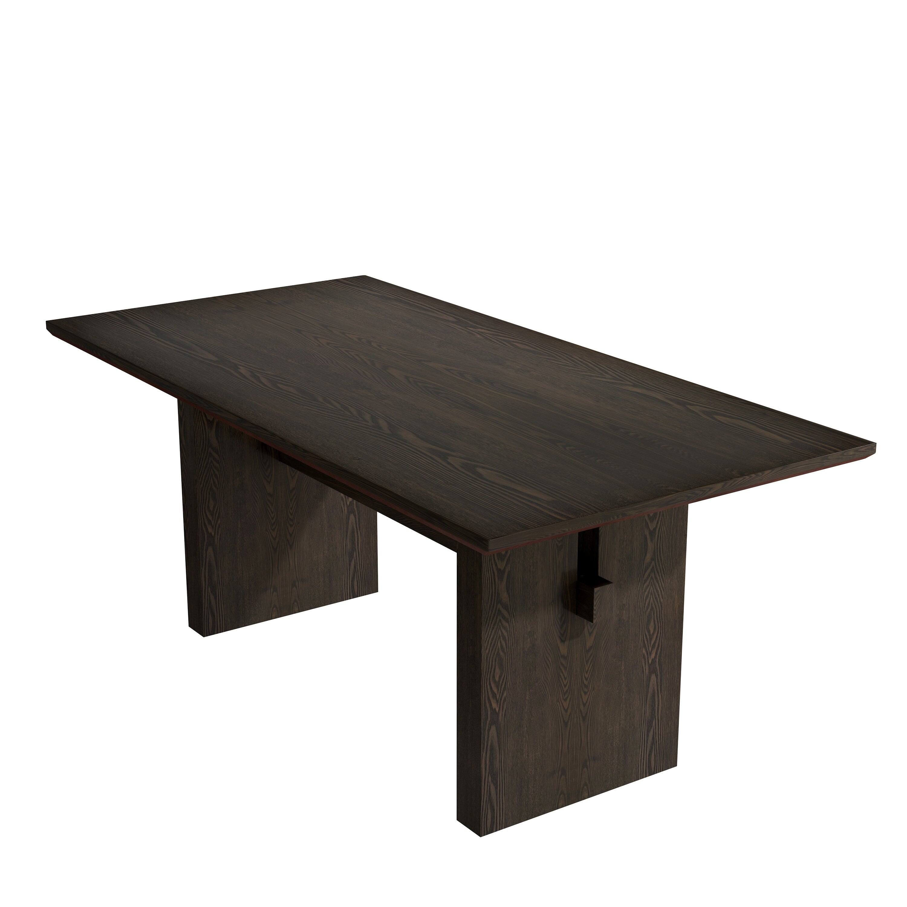 Alt View 9. Boyel Living - 70.86 Inch Black Wood Double Pedestal Dining Table Seats 6 Modern Rectangular MDF Table - Black.