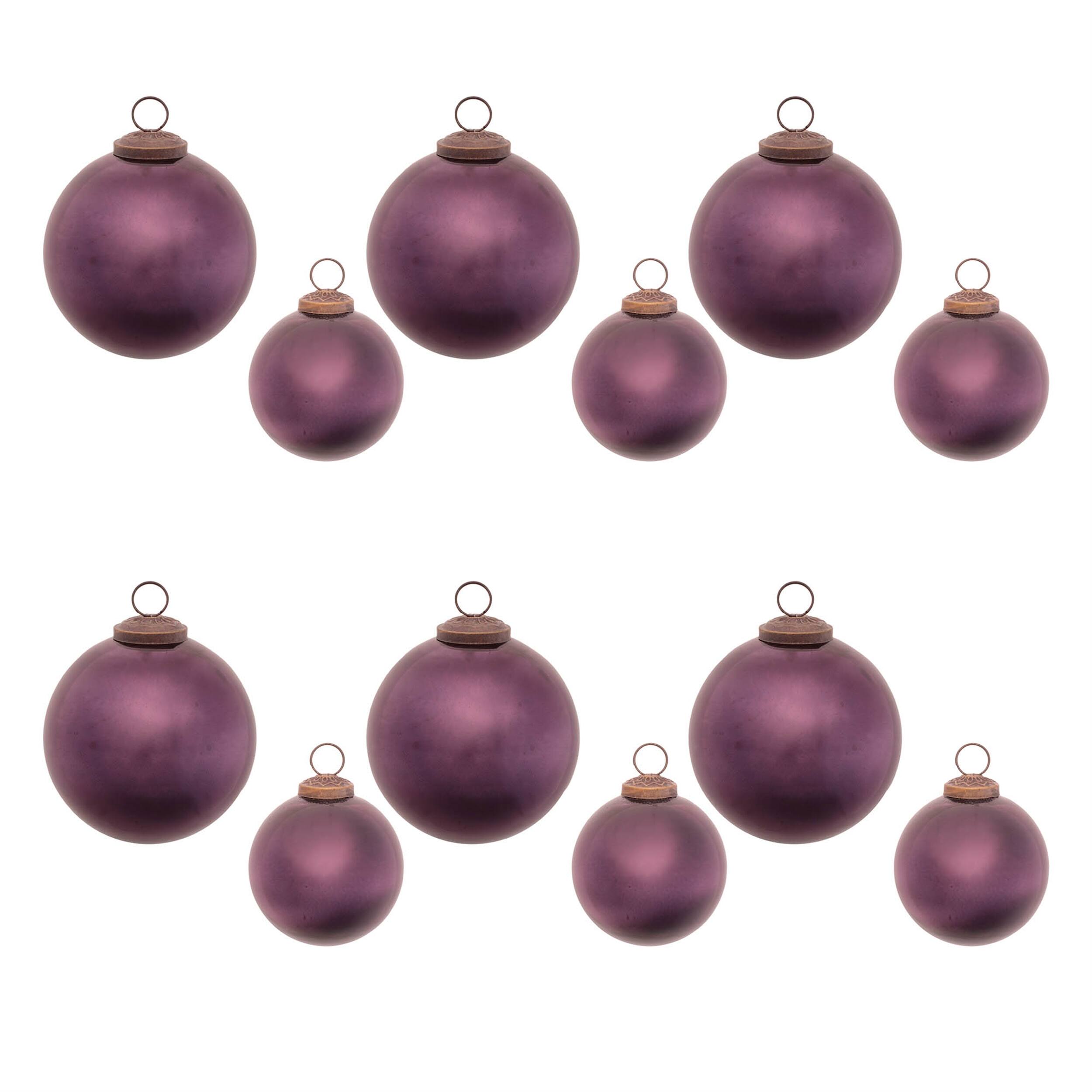Alt View 2. BreeBe - Frosted Glass Ball Ornament (Set of 12) - Purple.