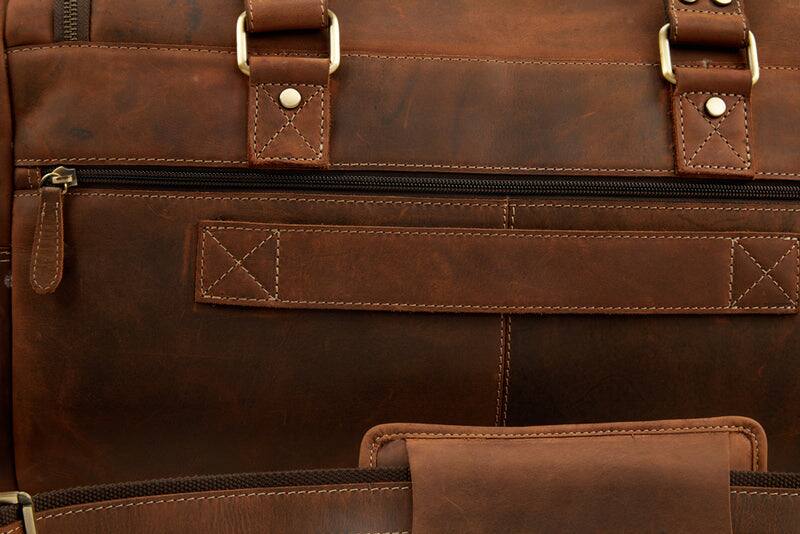 Alt View 7. Luxorro - Leather Duffel Bag For men. 22 Inch - Dark Brown.