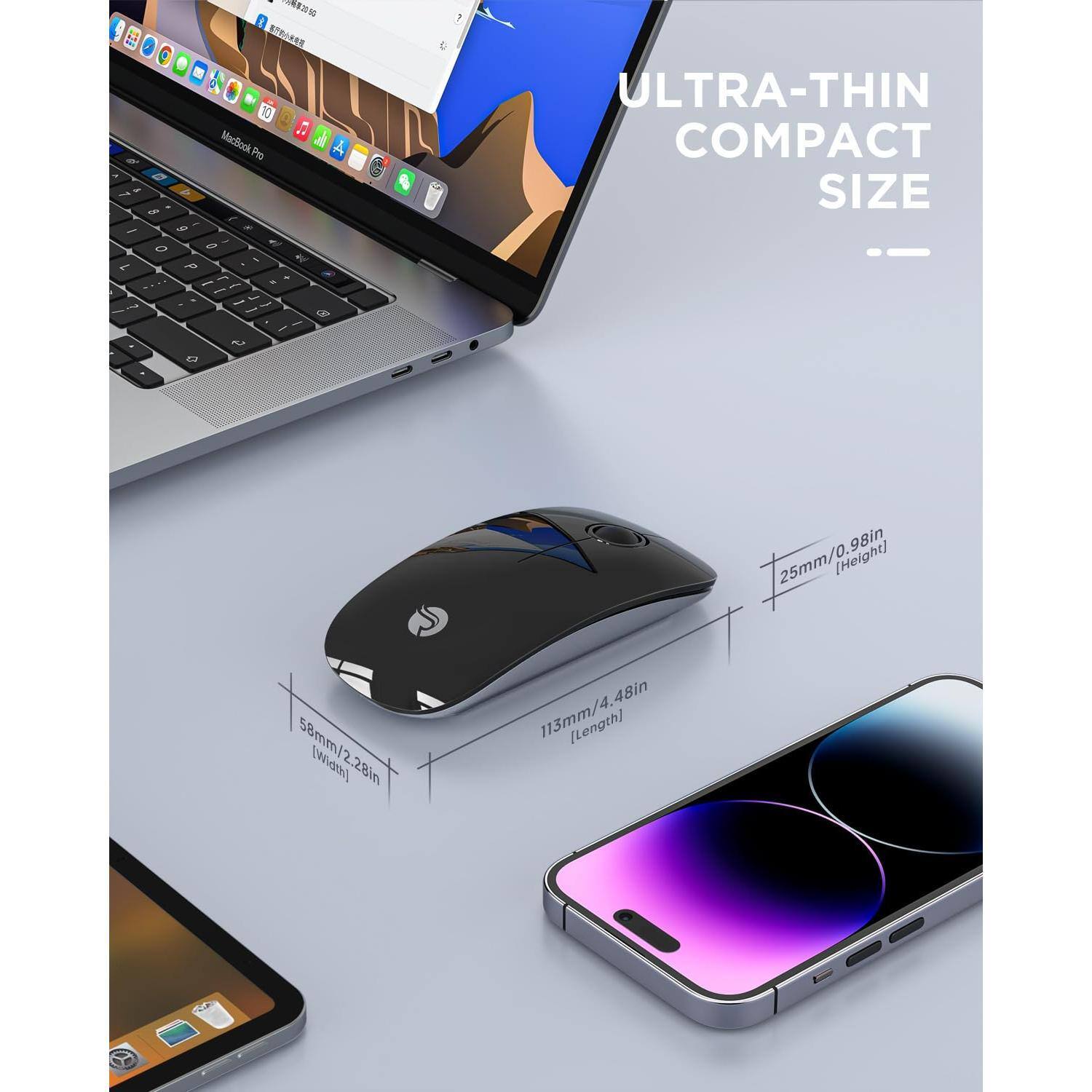 ULTRA-THIN COMPACT SIZE

25mm/0.98in (Height)
58mm/2.28in (Width)
113mm/4.48in (Length)