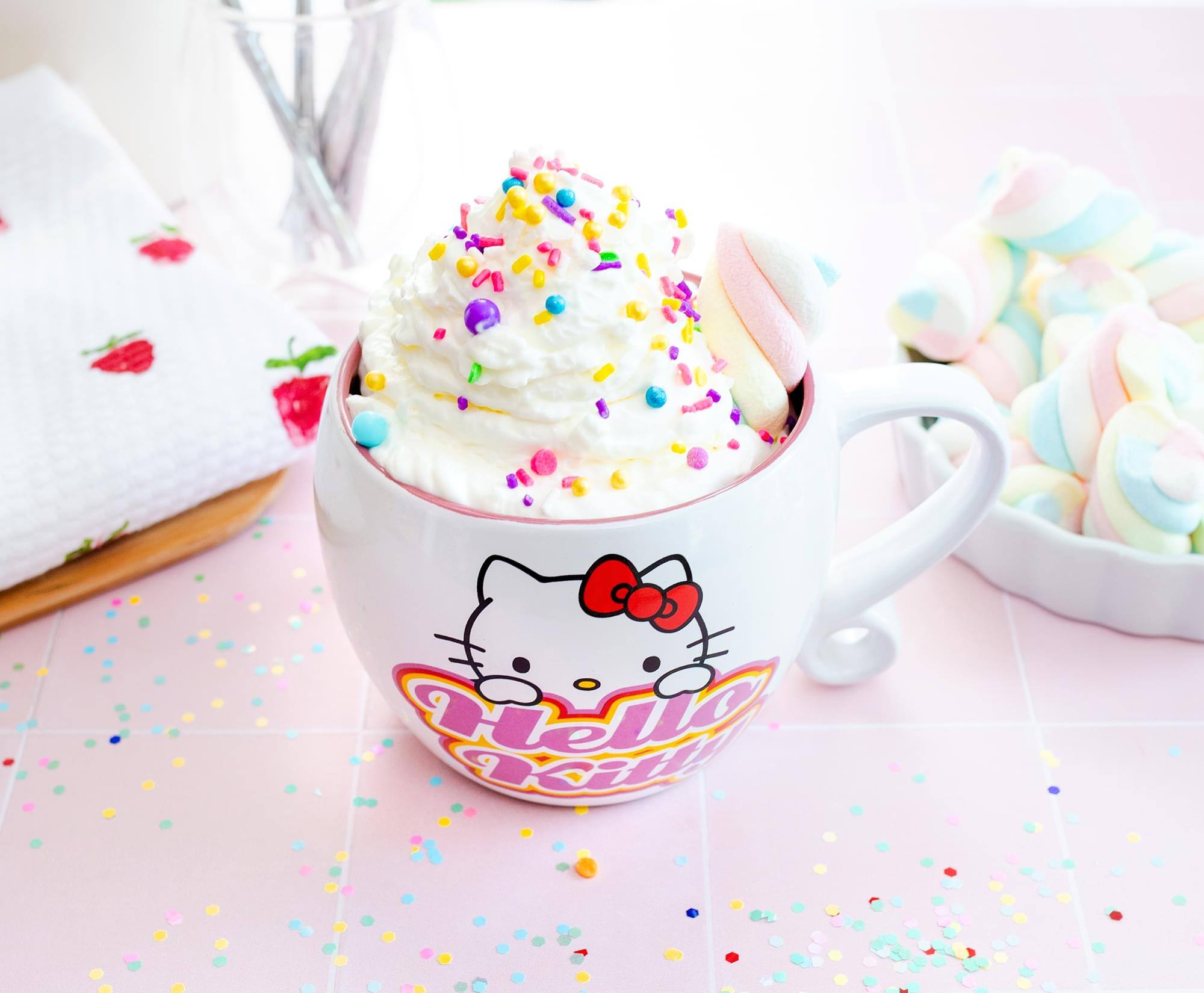 Alt View 3. Silver Buffalo - Sanrio Hello Kitty Hearts Ceramic Coffee Cup With Loop Handle | Holds 16 Ounces - Pink.