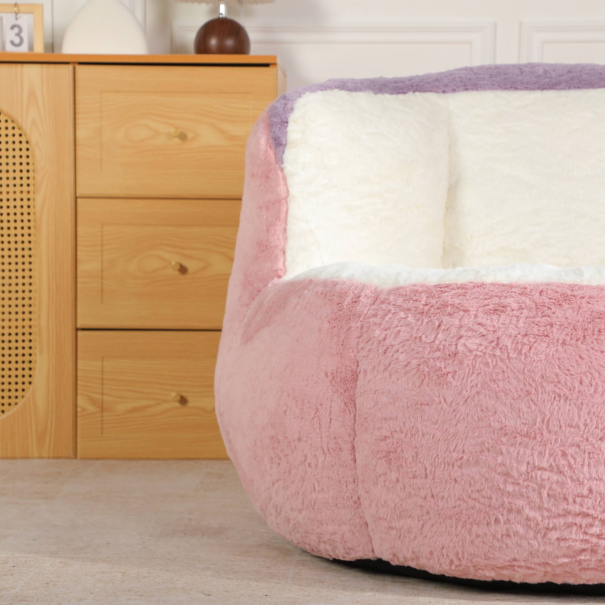 Alt View 10. GOODSILO - Oversized Bean Bag Chair Lounger Sofa with Faux Fur Cover and Shredded Foam Filling for Living Room Comfort - Multicolor.