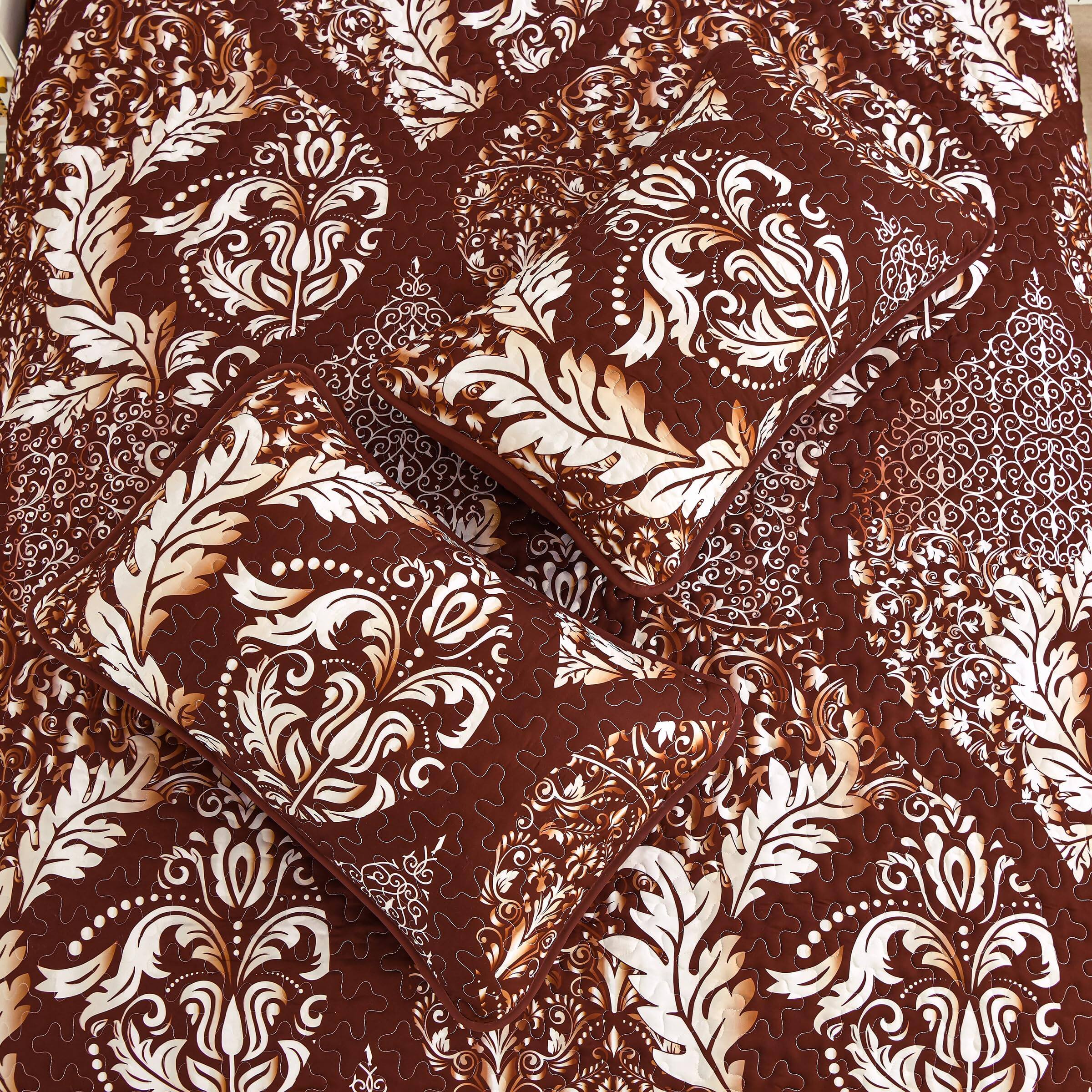 Alt View 4. Comfort Essence - Quilt Set Boho Damask Bedspread Coverlet Soft Lightweight Microfiber Luxury Bedding 3 Pieces For All Season - Navy Blue-Full (78"x90").