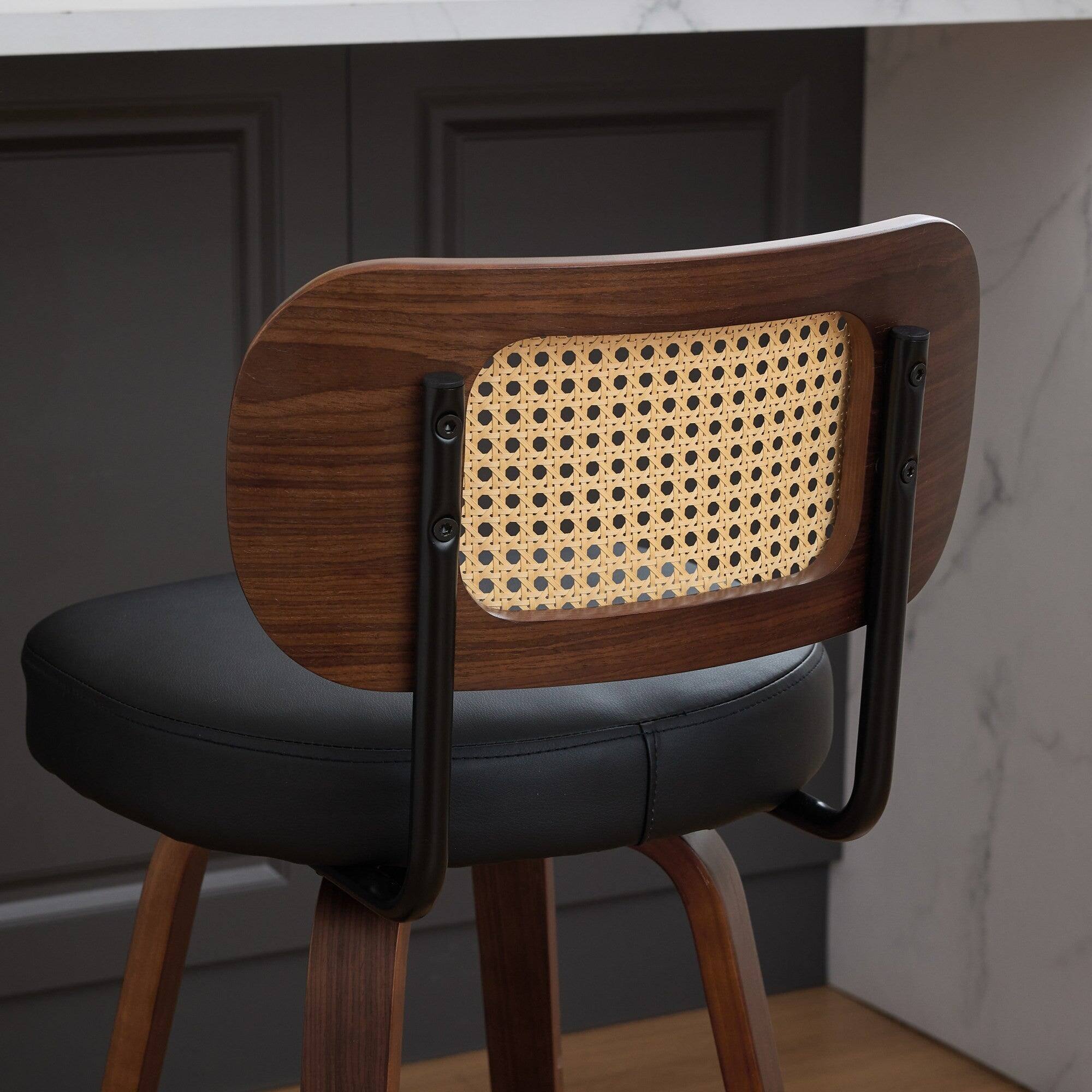 Alt View 8. Boyel Living - 26 Inch Swivel Counter Height Bar Stools Set of 2 with Walnut Bentwood Legs - Black.