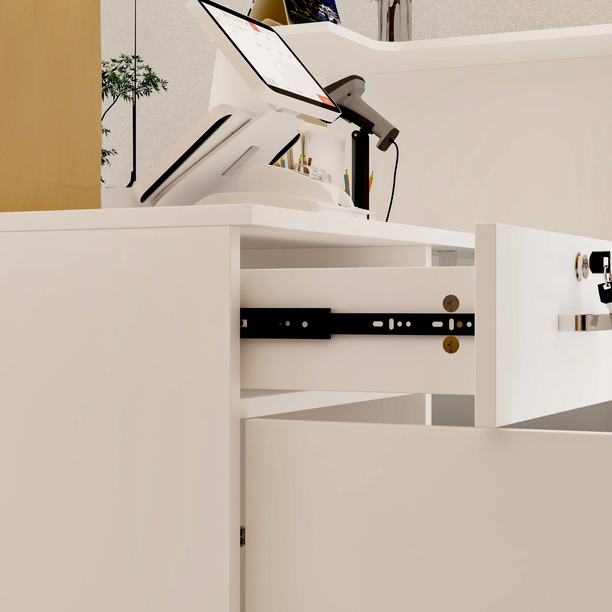 Alt View 5. FUFU&GAGA - FUFU&GAGA Reception Desk – Modern Office Welcome & Service Station - White.