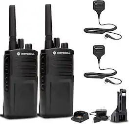 Motorola Solutions - 2 x Motorola RMV2080 On-Site 2-Way Radio + 2 x HKLN4606 Speaker Mic + More - Black